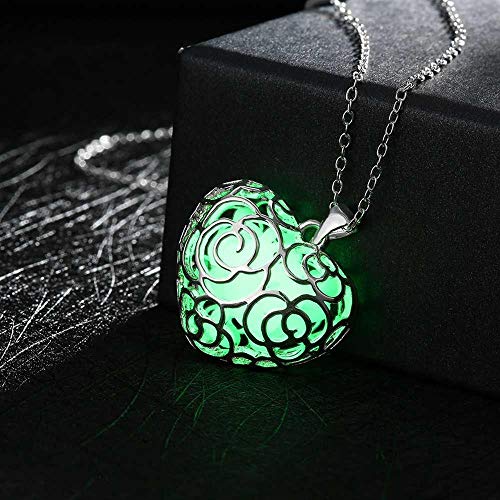 Preisvergleich Produktbild Good dress Unisex Zink-Legierung Kabel Kette Anhänger Halskette Leuchtende Serie Herzförmigen Hohlen Leuchtende Halskette, Leuchtendes Grün