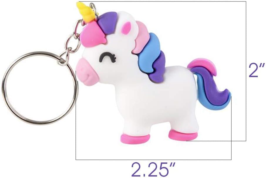 ArtCreativity Unicorn Rubber Keychains, Set of 12, Fun Key Chains for Backpack, Purse, Luggage, Unicorn Birthday Party Favors for Kids, Goodie Bag Fillers, Small Prizes for Boys and Girls (Pack of 2)