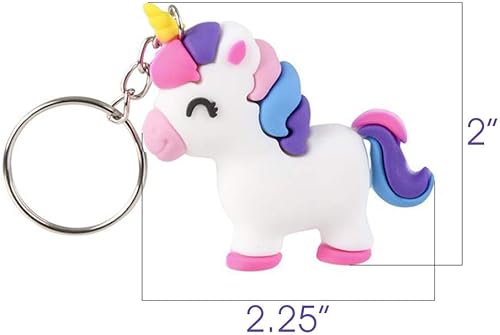 Miniatura 3 de ArtCreativity Llaveros de goma de unicornio, juego de 12, divertidos llaveros para mochila, bolso, equipaje, recuerdos de fiesta de cumpleaños de