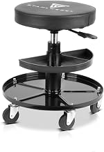 STAHLWERK Workshop Stool WRH-295 ST with 130 kg Load Capacity, Height-Adjustable Workshop Seat, Workshop Chair, Rolling Stool, Work Stool, Swivel Stool with Smooth-Running Castors and Storage Recesses