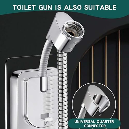 Duschkopfhalterung ohne Bohren, Verstellbare Handbrause Halterung mit Silikon-Adapter, Wandmontage, starker Kleber, Duschkopfhalter für Bad, Duschkopf Halterung, Shower Head Holder
