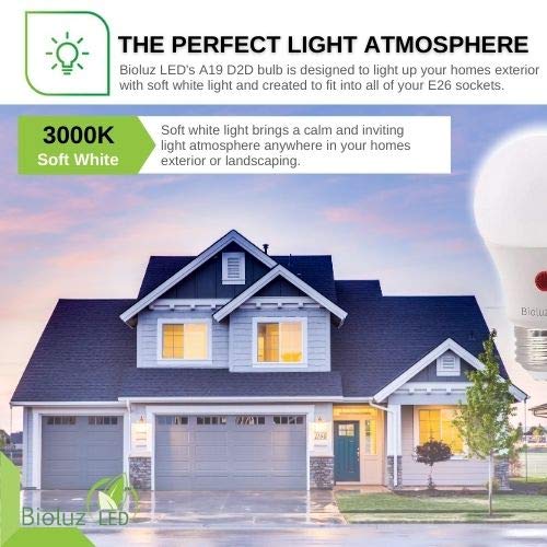 Bioluz LED Dusk to Dawn Light Bulb, 9W (60W Equivalent) A19 LED Light Bulb with Photocell Sensor, Auto On/Off, 3000K Soft White Indoor/Outdoor Light Bulbs for Porch, Yard, Hallway – UL Listed 6-Pack by Bioluz LED - Image 2