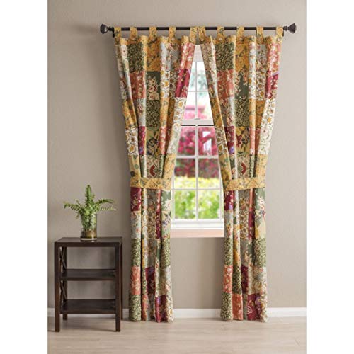 Greenland Home Antique Chic Patchwork Drapery Set 84w X 84l with Tiebacks