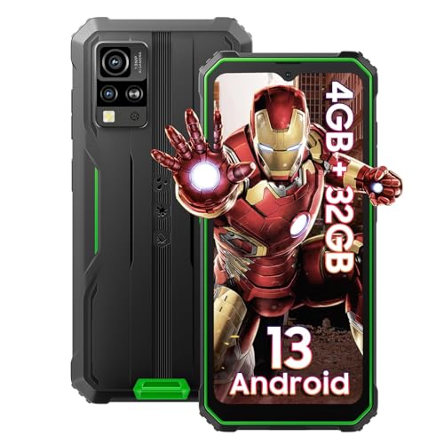 Blackview BV4800 Android 13 Rugged Smartphone, 6.56''HD+/ Corning Gorilla Glass 3, 5180mAh, 4GB+32GB(1TB TF), 13MP+5MP, Face ID/Modalità Guanto/GPS/3 Slot/4G Dual SIM Telefono Indistruttibile