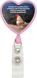 I Dream of a World Where Chickens can Cross The Road Without Motives Questioned Funny Humor Heart Lanyard Retractable Reel Badge ID Card Holder