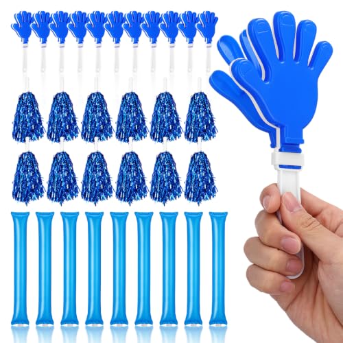 Yardwe 36 Pcs Thunder Sticks Inflatable Noise Makers Pom Poms And Clappers Blue Cheering Tools for Sports Events School Spirit Party Favors
