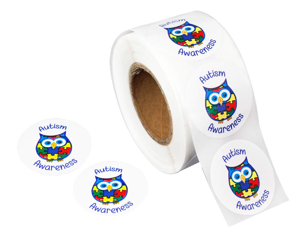 Stickers autisme rouleau autocollant puzzle chouette sensibilisation handicap