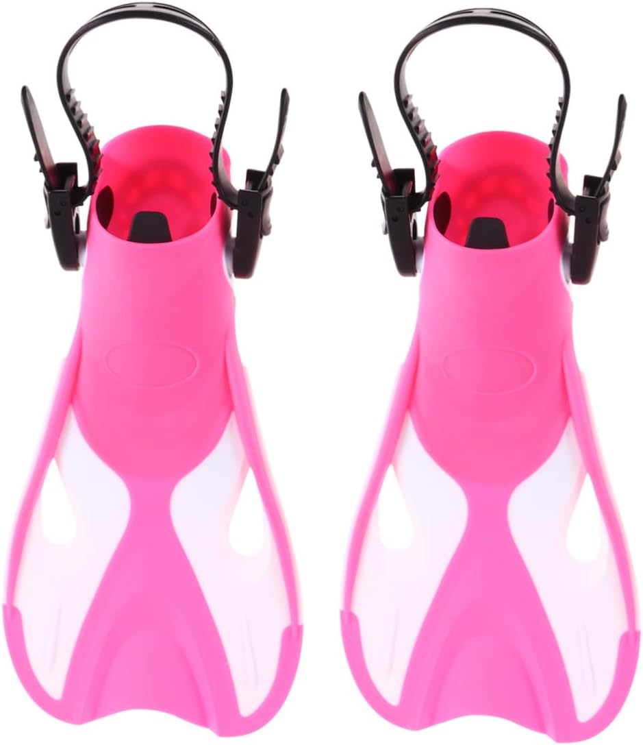 Adjustable Adult Snorkeling Flippers Pink White, Outdoor Diving Foot Fins Heel Swim Gear for Training and Travel, Euro Size 37-41