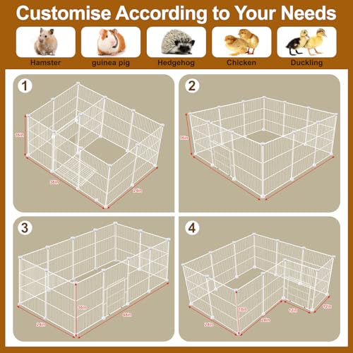 Image of VISCOO 12 Panels Small Animal Playpen,Pet Playpen,C&C Cage for Guinea Pigs,Puppy Play Pen,Bunny Playpen Indoor Outdoor, Portable Metal Wire Yard Fence(White)