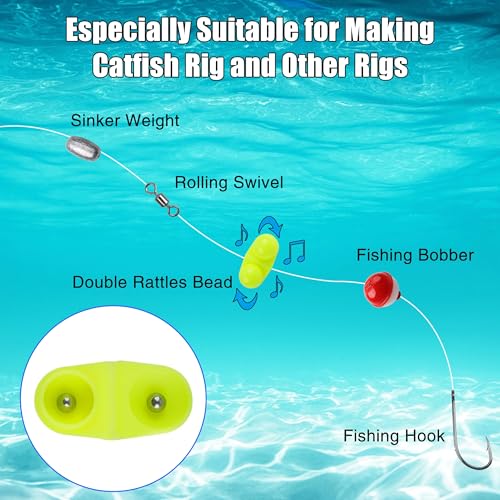 OROOTL Catfish Rattles Bells, 45pcs Fishing Double Rattle Beads for Catfishing Portable Catfish Rattle Attractor Floats Catfishing Equipment Tackle for Luring Fish by OROOTL - Image 8