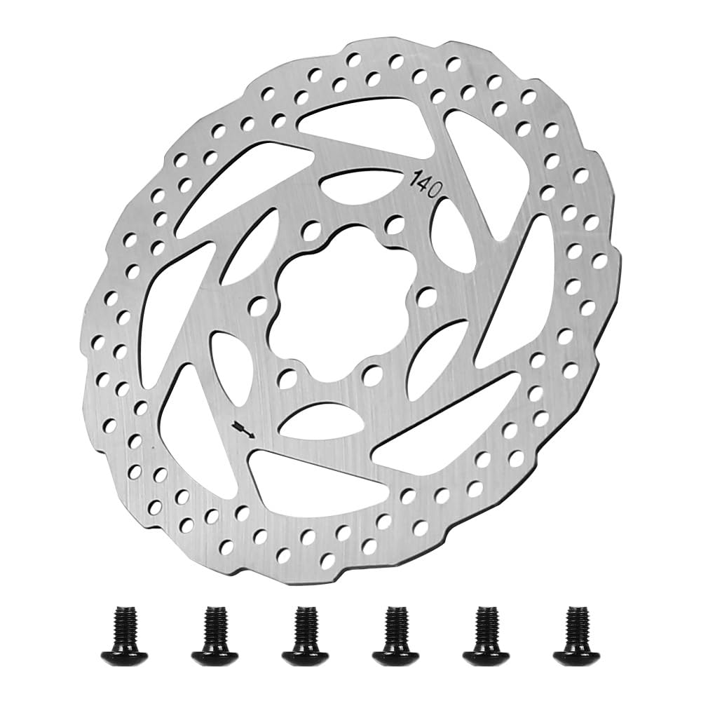 CERFFOOL 140mm Brake Disc 6 Holes for Kugoo Kukirin G2 Master/G3/G4 Brake Parts Heat Dissipation Aluminum Alloy with 6 Screws for Electric Scooter Accessories