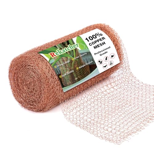 Rekatcher 12.7 cm x 6 m Copper Tape Against Snail, Double Layer Encrypted Copper Tape, Copper Mesh for Mice, Filling Gaps, Protection of Seedlings, Mouse Trap and Wildlife Control