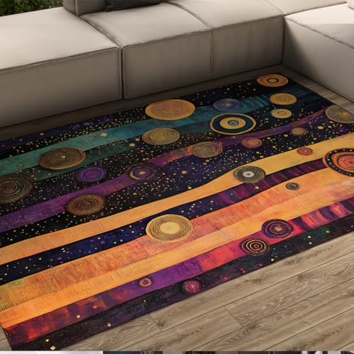 Tapis de salon 180x270cm avec fond étoilé et motif abstrait - 2