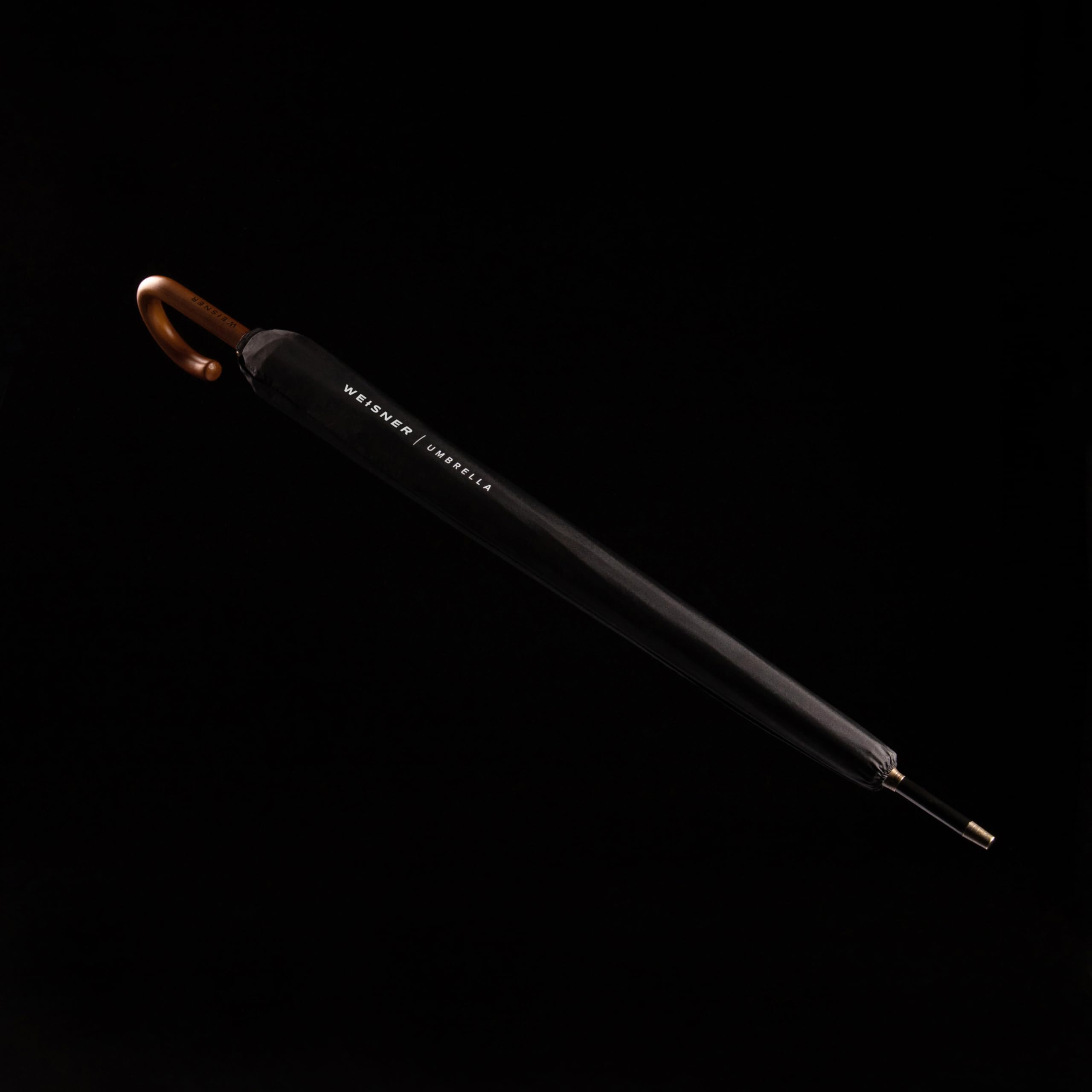 WEISNER CAPITOL Stockschirm Automatik – Regenschirm für 2 Personen – Ø120 cm, 16 FlexiGlass-Streben, Holzgriff, Teflonbeschichtet, Windschutzsystem, mit elegantem Etui
