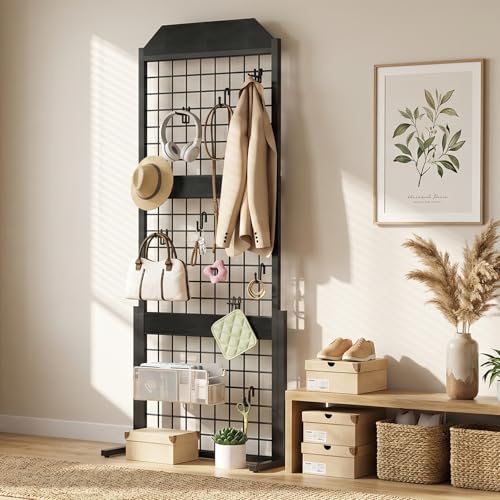 Image of HOOBRO Grid wall Panel units 5.6' x 1.7' Ft Grid Display Rack, Black