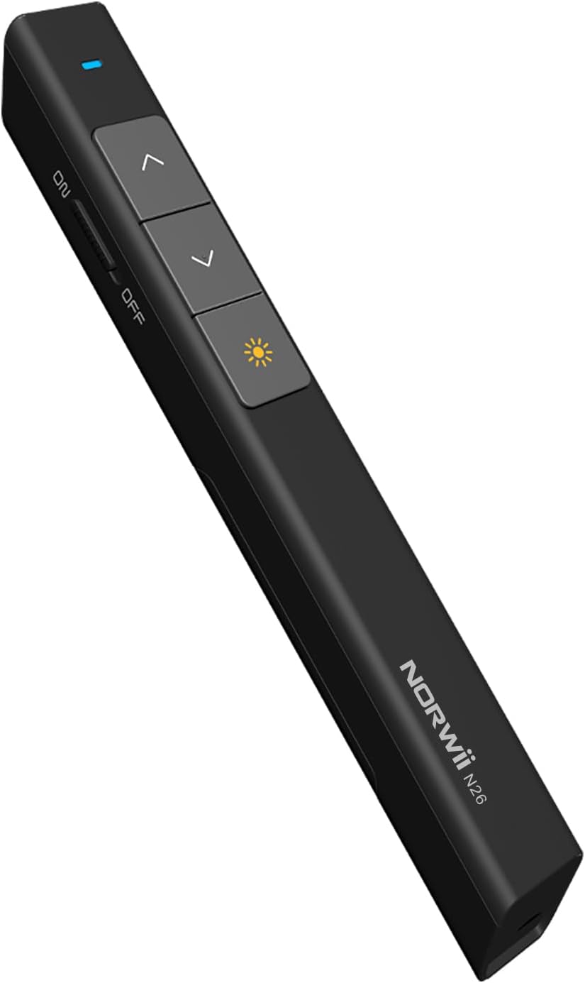 Norwii N26 Presentation Clicker 330FT/100M, 2.4GHz Wireless Presenter PPT Clicker for PowerPoint Remote Presentation Pointer Computer Clicker (Black)