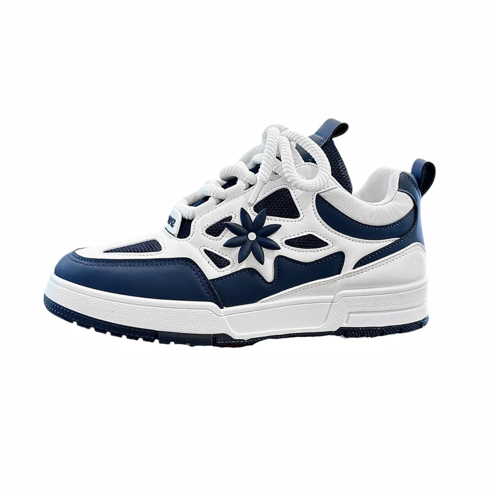 Men's Trendy Flower Pattern Lace Up Skateboard Shoes, Non Slip Comfy Platform Shoes, All Seasons