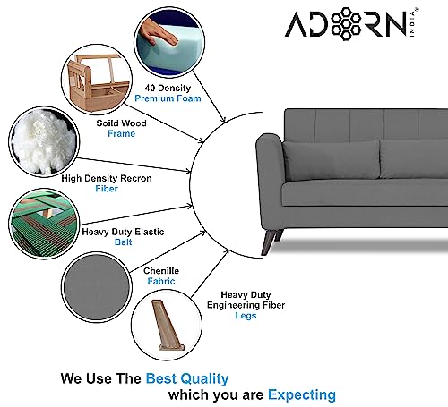 Image of Adorn India Daniel 3+2 5 Seater Sofa Set (Grey) (3 Year Warranty)
