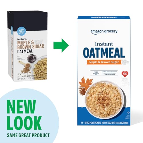Amazon Grocery, Maple & Brown Sugar Instant Oatmeal, 1.51 Oz, (Pack of 40) - image 2