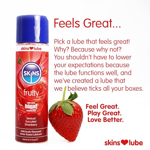 Image of Skins Strawberry Flavored Lube Gel - Flavored Adult Lube for Oral and Fruity Edible Lubricants