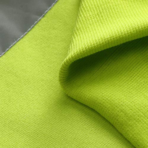 Fanteecy Mens High Visibility Hi Vis Safety Hooded Sweatshirt Top, Road Work Reflective Safety Pullover Workwear (7XL, Green Jacket)