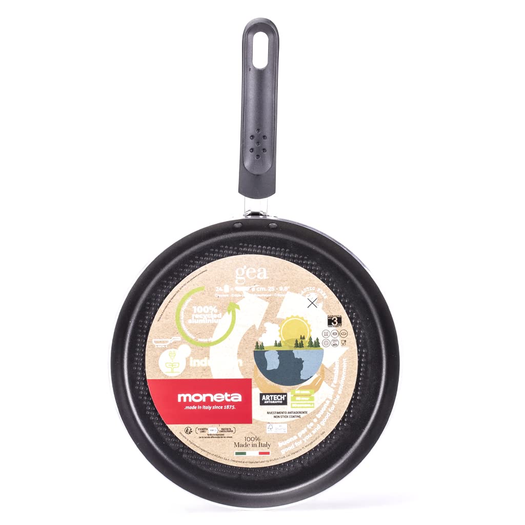 Moneta Gea Crepiera Ø 25 cm, w 100% z recyklingu aluminium, do każdej kuchenki z indukcją, Made in Italy