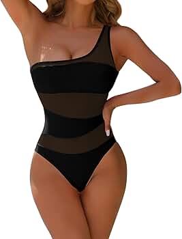 LMSXCT One Shoulder One Piece Swimsuit for Women Tummy