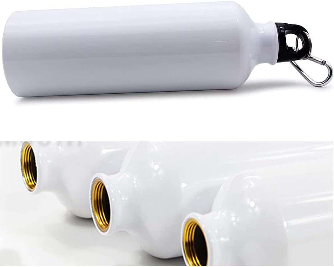 INTBUYING 50pcs Sublimation Coated Blank White Aluminum Sports Water Bottle with for DIY Heat Press Transfer Travel Water Bottle Crafts 750ml White