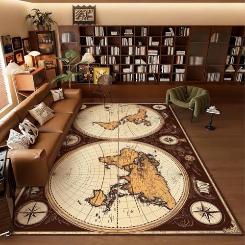 Tapete Vintage con Mapa Náutico 9' x 13' Rectangular