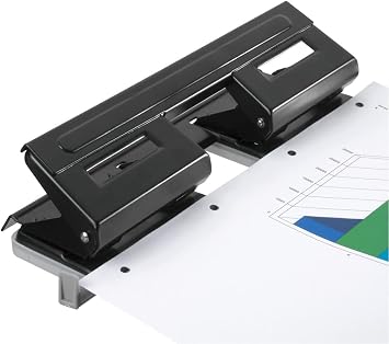 Herlitz 4-Hole Punch with Adjustable Paper Guide - Black
