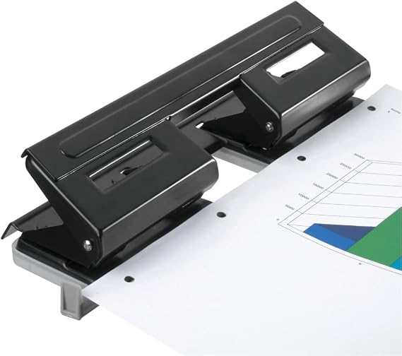 Herlitz 4-Hole Punch with Adjustable Paper Guide - Black