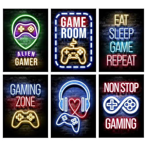 Raykce 6 Piezas Póster Gameration Gaming a4, Pósters para Videojuegos Decoracion - Pósters para Vvideojuegos 3d con Diseño de Jugadores Decoración Neón Pósters Papel Tapiz Sin Marco decoración gamer | Ya disponible en tu tienda friki favorita! En mundofriki.es!