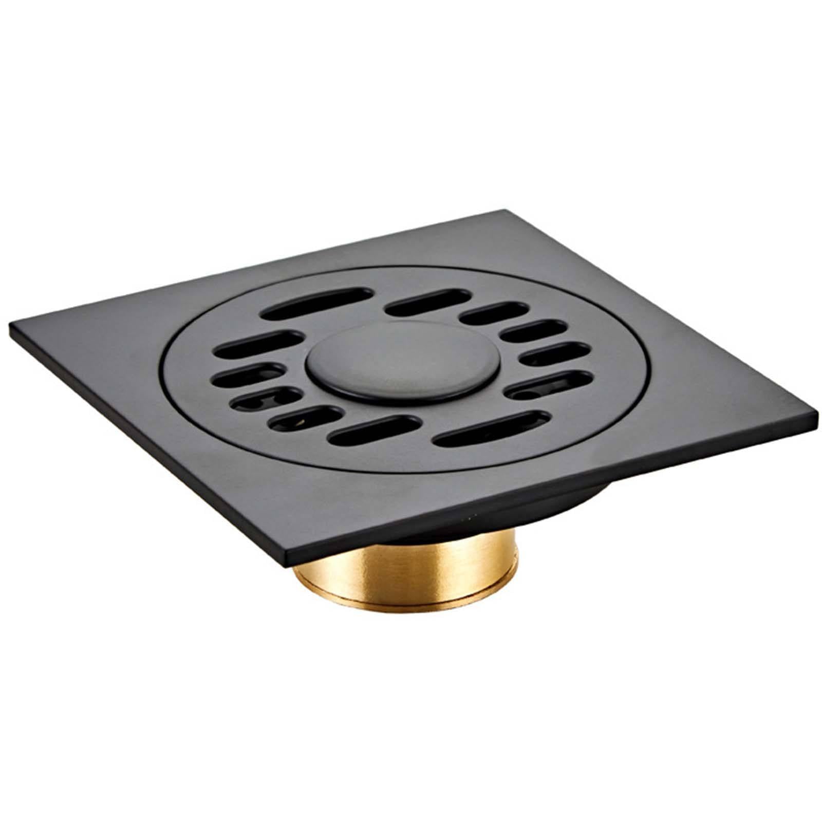 Bonde Douche Laiton Siphon Douche Noir Bonde de Douche 10 cm * 10 cm Bonde Douche Extra Plate Simple Siphon de Sol Peut Être Connecté Au Tuyau de Sortie d'eau de La Machine à Laver