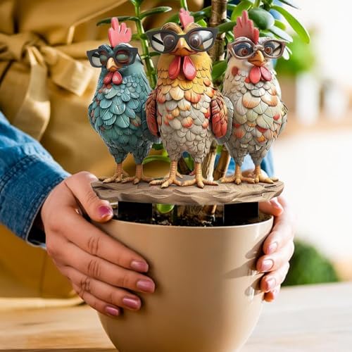 Zqkimzi Garden Stakes Outside, Chicken Garden Stakes, Acrylic Ground Plug, Pot Decoration Stakes, Outdoor Plant Stakes, Yard Decoration Stakes for Garden, Farm, Yard, Lawn and Pathway