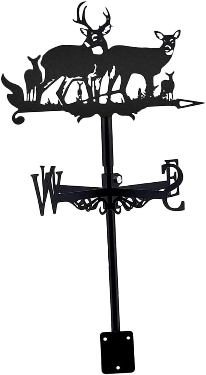 Elk Metal Lawn Weathervane Garden Stake Outdoor Decorative Wind Direction Indicator Weather Vane for Patio and Yard Décor