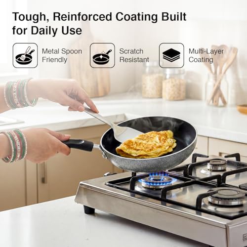 Image of Prestige Omega Select Plus 18cm Non-Stick Fry Pan|Scratch and Abrasion Resistant|3 Layer Coating| Non-Induction|Black|1year Warranty