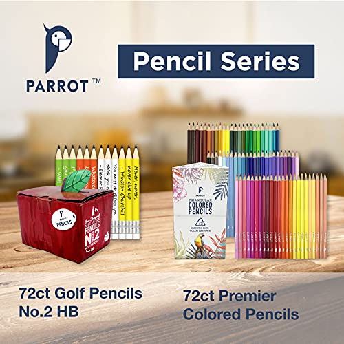 Parrot 72Ct Mini Pencils, Golf Pencils, Wood-Cased Lead Pencils, Pre-Sharpened With Eraser Topper, No.2 Hb, Half, Pew, Classroom, Testing Pencils With Inspirational Quotes, Teacher Gift Idea #TOP4