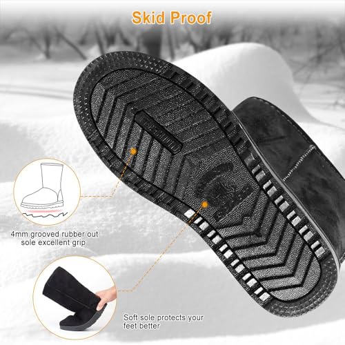 iMounTEK Winter Boots for Women Faux Suede Water Resistant Snow Boots Mid Calf Boots Ankle Boots Women's Winter Snow Boots with Warm Fur Lined Comfort Short Booties4