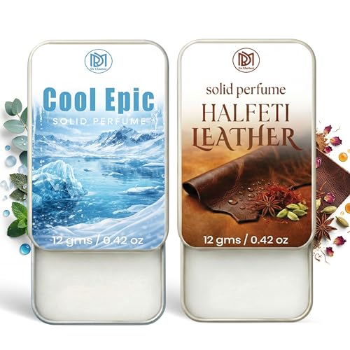 Image of Dr.Mashur Solid Perfume |Cool Epic&Halfeti leather Alcohol Free Wax Perfume Balm, Long Lasting | Pocket Tin 12g, Pack Of 2| Non Greasy Smooth Glide, Travel Friendly Unisex