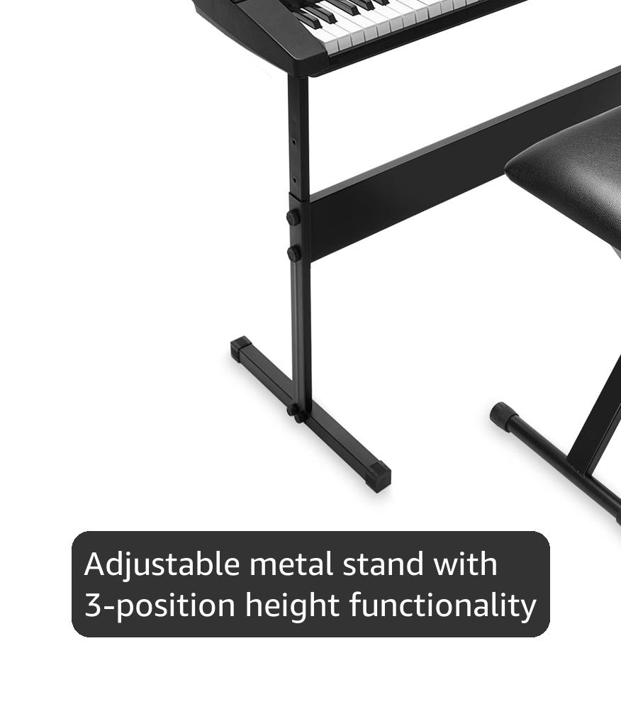 61-Key Electronic Music Keyboard Piano with Stand, Headphones, Stool & Microphone
