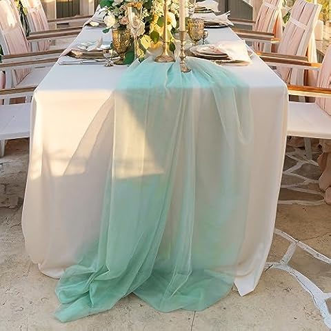 BIT.FLY Mint Green Organza Table Runner Cover