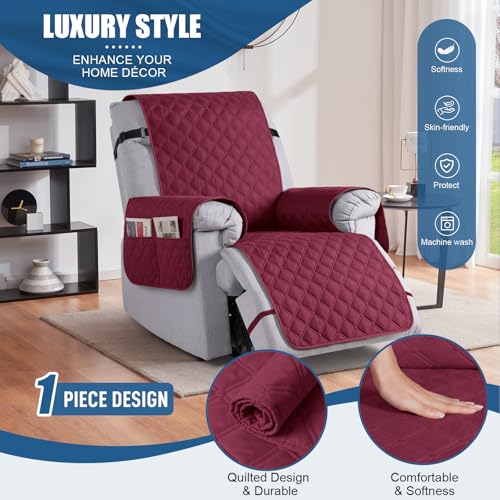Image of TAOCOCO Waterproof Recliner Covers(Wine, 1 Seater 28 inch)