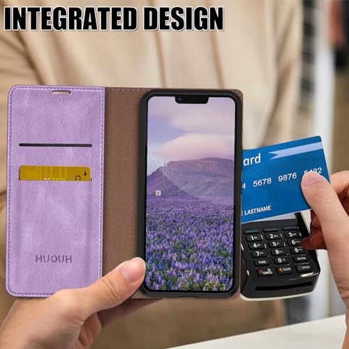 Étui en cuir premium pour iPhone 16e avec protection RFID violet