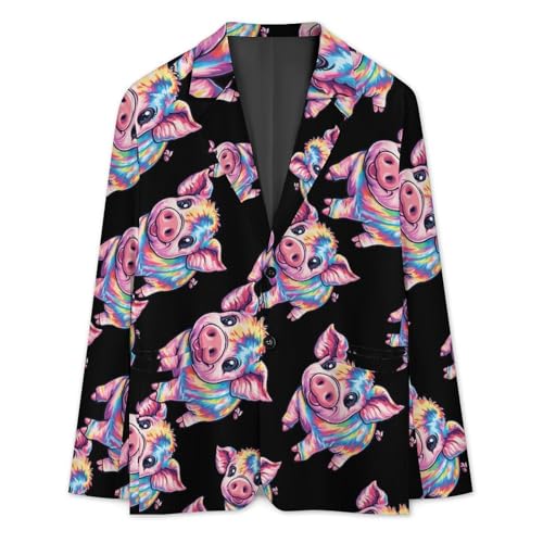 Psychedelic Pigs Men's Blazer Printed Button Suit Jacket Slim Sport Coat Blazers3