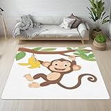 Xuxangti Monkey Banana Area Rug 3x5, Funny Cartoon Animal Door Mat, Home Decor Small Rug, Jungle Safari Animal Carpet, Low Pile Machine Washable Soft Non Slip Rugs for Front Indoor Entryway - Image 1