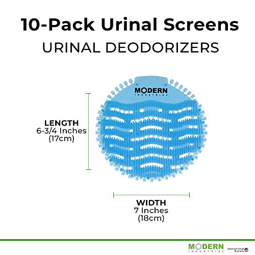 Modern Industrial Urinal Screen & Deodorizer (10-Pack) Fits Most Top Urinal Brands At Restaurants, Offices, Schools, Etc. (Blue Mist) #TOP5