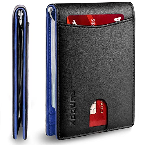 RUNBOX Minimalist Slim Wallet for Men with Money Clip RFID Blocking Front Pocket Leather Mens Wallets