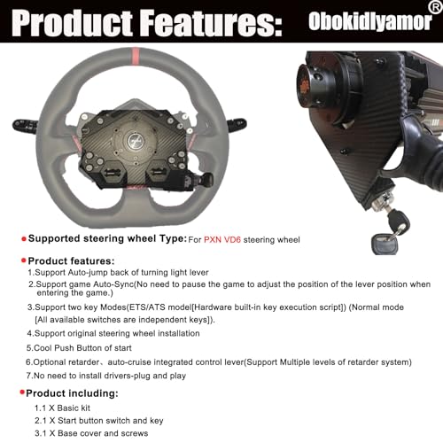 Image of Obokidlyamor Turn Signal Headlight Dimmer Switch For PXN VD6 Direct Drive Servo Wheel Base;Multi-Function Stalks Turn Wiper Lever Combination Racing Simulator Button Console Racing Wheel (For PXN VD6)