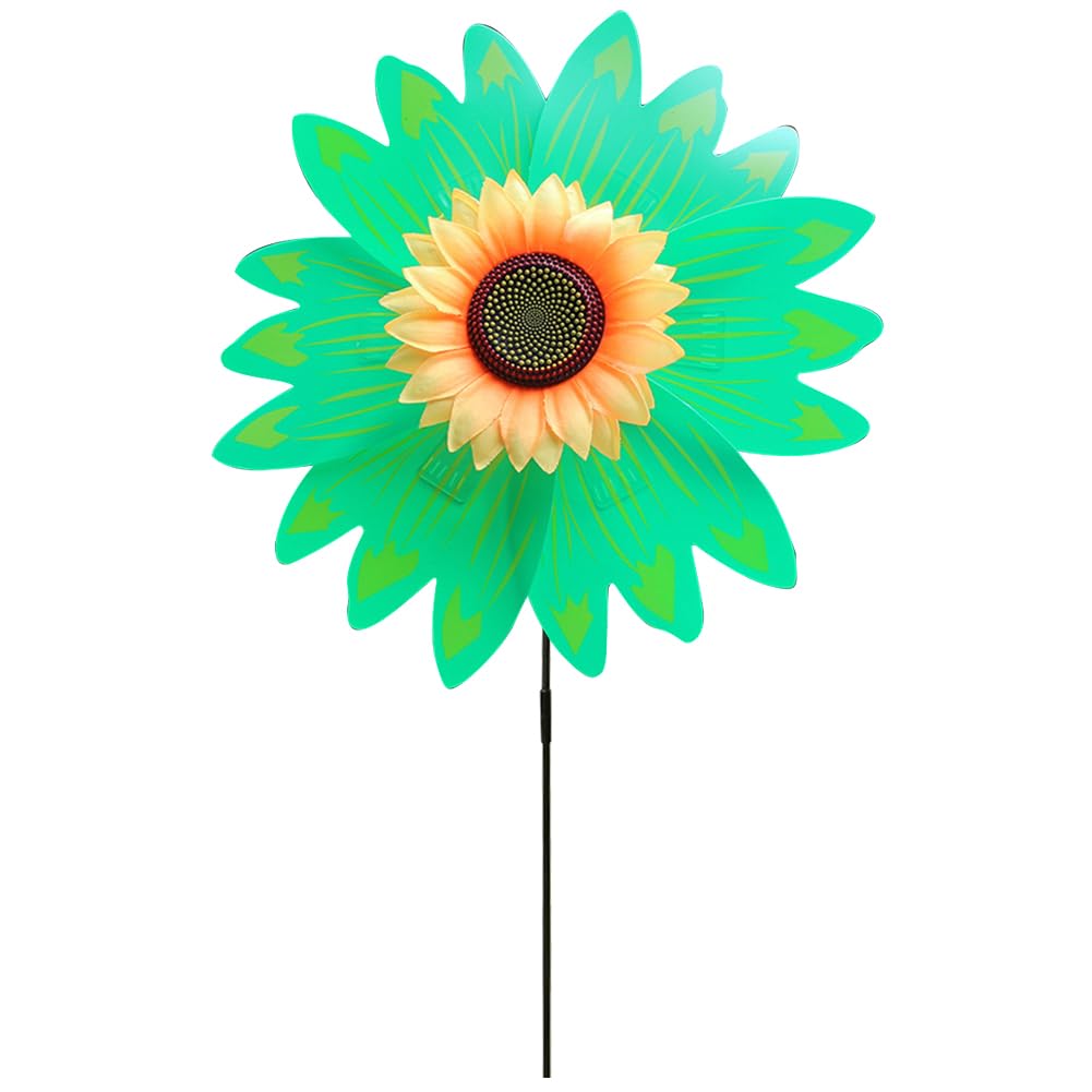 Generic Rotating Sunflower Windmill Colorful Sunflower Wind Spinner Sunflower Wind Stakes Outdoor Party Garden Yard Decor