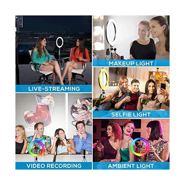 Wowstar Ringlicht, 10 Zoll Ringlicht mit 2 Stativ, 3 Farbe und 26 RGB Farbe Dimmbare Selfie Ringleuchte mit… – Bild 8